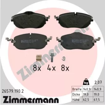 Jeu de 4 plaquettes de frein avant ZIMMERMANN 26579.190.2
