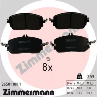 Jeu de 4 plaquettes de frein avant ZIMMERMANN 26581.180.1