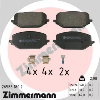 Jeu de 4 plaquettes de frein avant ZIMMERMANN 26588.180.2