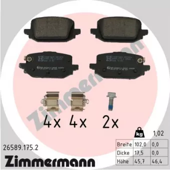 Jeu de 4 plaquettes de frein arrière ZIMMERMANN 26589.175.2