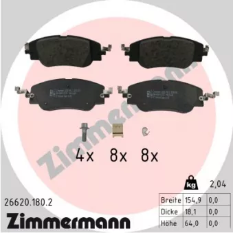Jeu de 4 plaquettes de frein avant ZIMMERMANN 26620.180.2