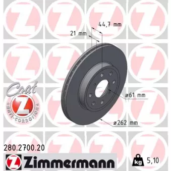 Jeu de 2 disques de frein avant ZIMMERMANN 280.2700.20