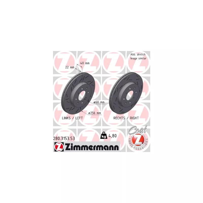 Jeu de 2 disques de frein avant ZIMMERMANN 280.3153.53