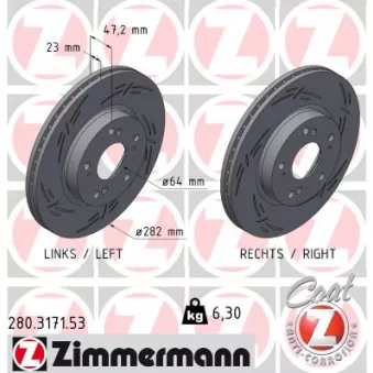 Jeu de 2 disques de frein avant ZIMMERMANN 280.3171.53
