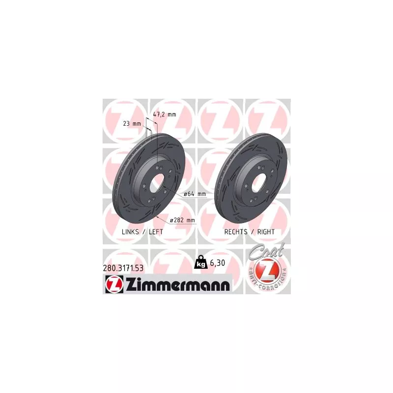 Jeu de 2 disques de frein avant ZIMMERMANN 280.3171.53