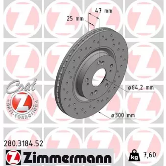 Jeu de 2 disques de frein avant ZIMMERMANN 280.3184.52