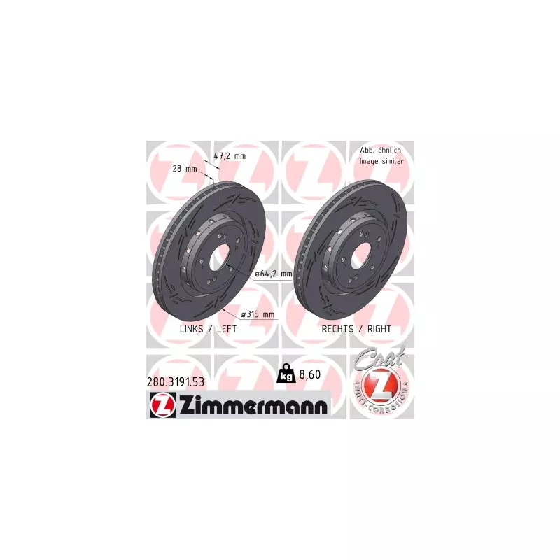 Jeu de 2 disques de frein avant ZIMMERMANN 280.3191.53