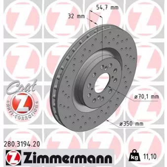 Jeu de 2 disques de frein avant ZIMMERMANN 280.3194.20