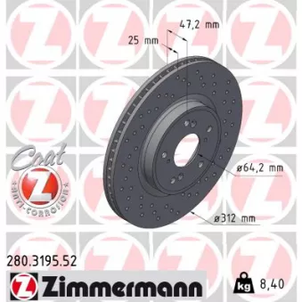 Jeu de 2 disques de frein avant ZIMMERMANN 280.3195.52
