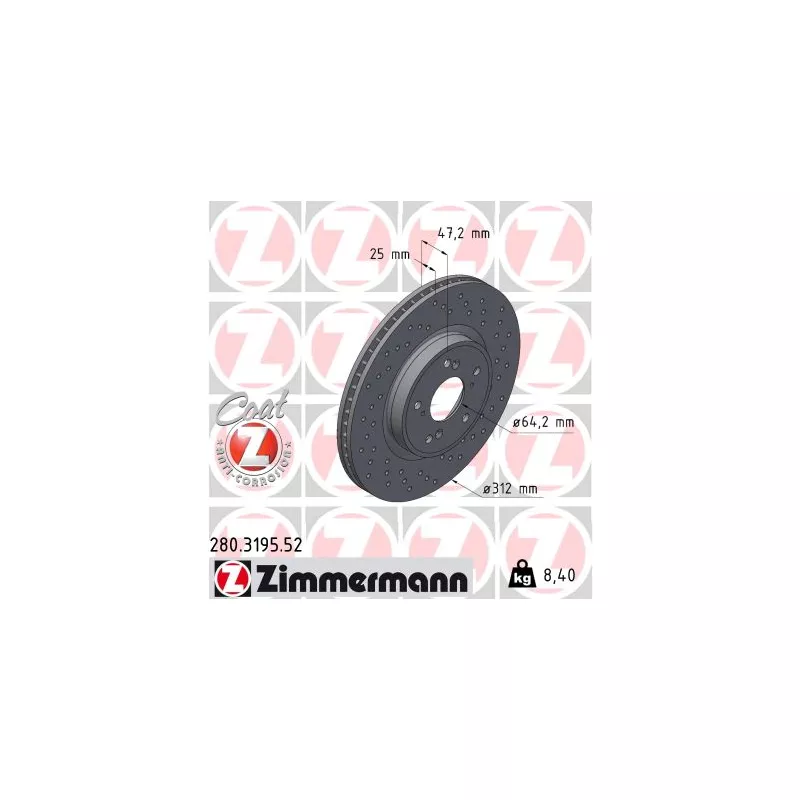 Jeu de 2 disques de frein avant ZIMMERMANN 280.3195.52