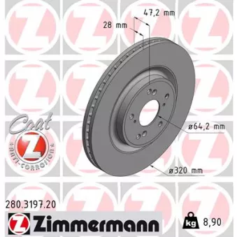 Jeu de 2 disques de frein avant ZIMMERMANN 280.3197.20