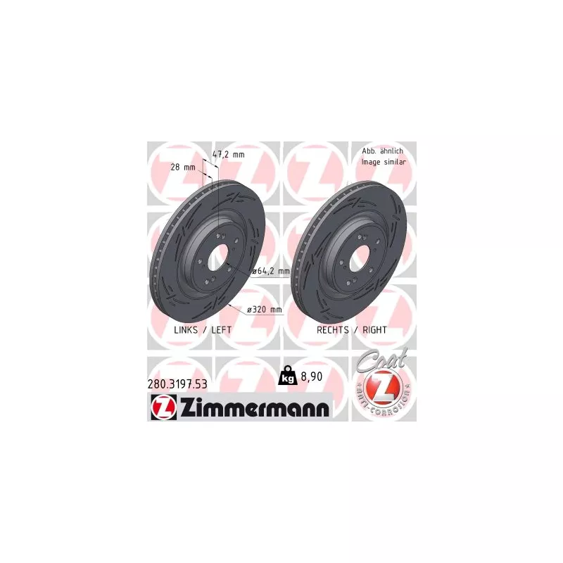 Jeu de 2 disques de frein avant ZIMMERMANN 280.3197.53