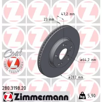 Jeu de 2 disques de frein avant ZIMMERMANN 280.3198.20