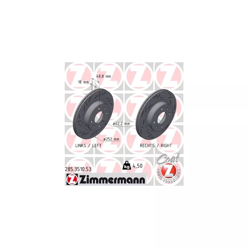 Jeu de 2 disques de frein avant ZIMMERMANN 285.3510.53