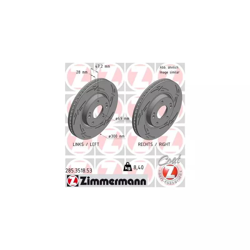 Jeu de 2 disques de frein avant ZIMMERMANN 285.3518.53