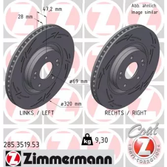 Jeu de 2 disques de frein avant ZIMMERMANN 285.3519.53