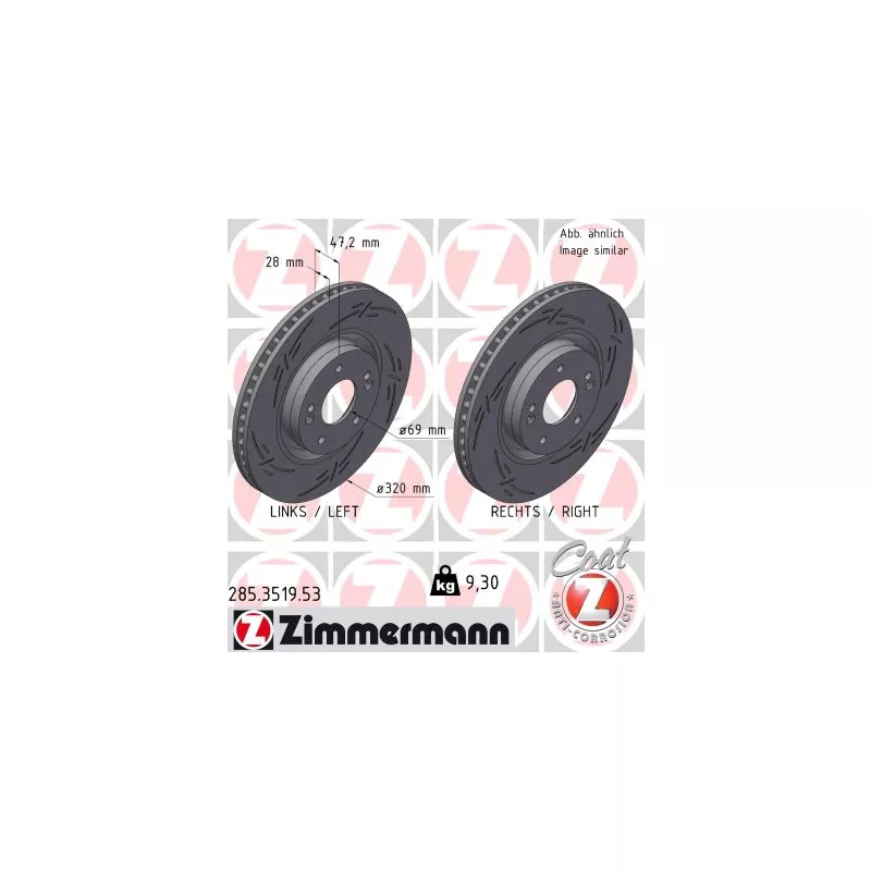Jeu de 2 disques de frein avant ZIMMERMANN 285.3519.53