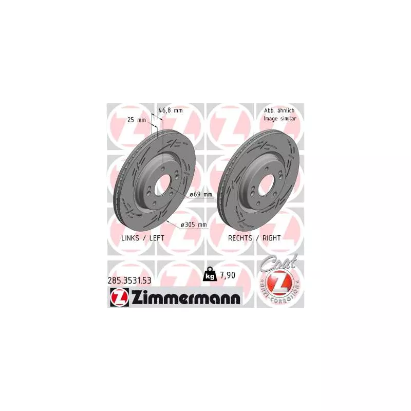 Jeu de 2 disques de frein avant ZIMMERMANN 285.3531.53
