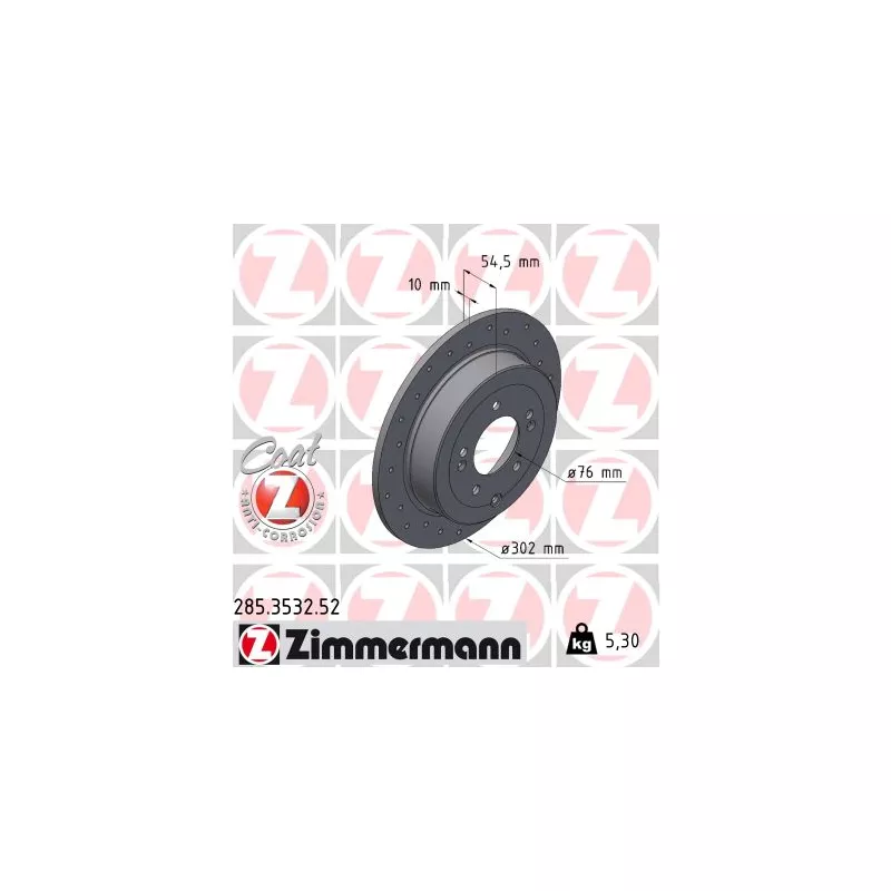 Jeu de 2 disques de frein arrière ZIMMERMANN 285.3532.52