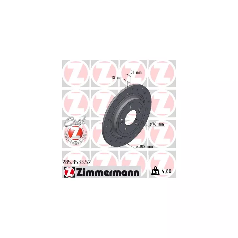 Jeu de 2 disques de frein arrière ZIMMERMANN 285.3533.52