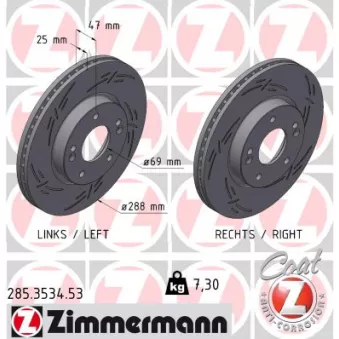 Jeu de 2 disques de frein avant ZIMMERMANN 285.3534.53