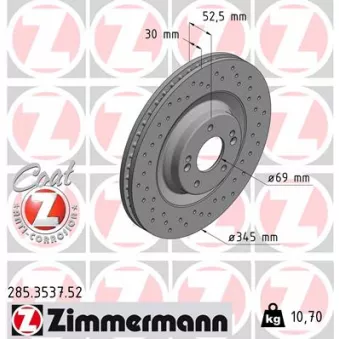 Jeu de 2 disques de frein avant ZIMMERMANN 285.3537.52