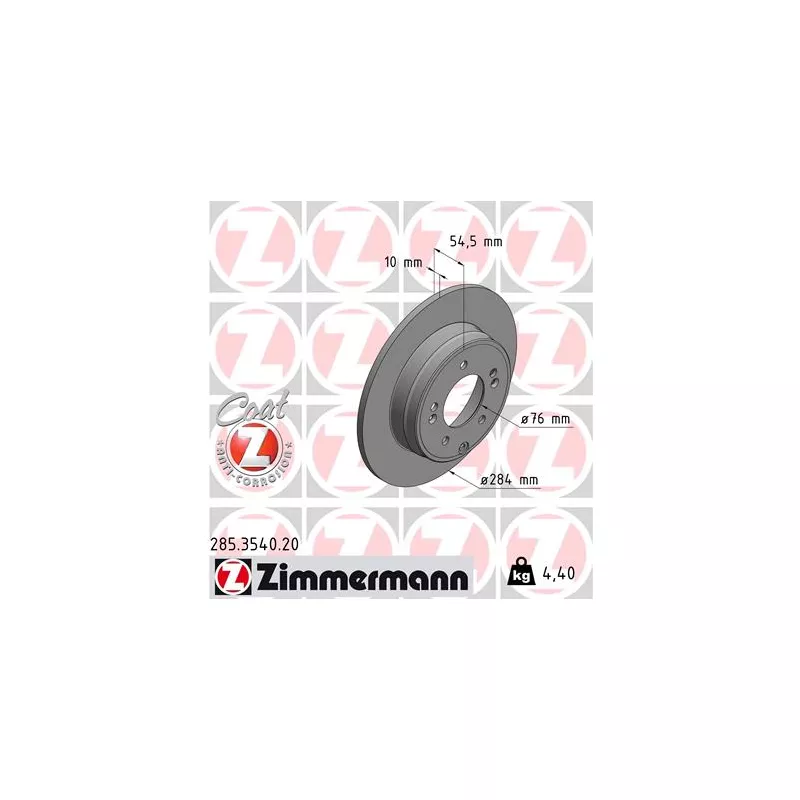 Jeu de 2 disques de frein arrière ZIMMERMANN 285.3540.20