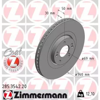 Jeu de 2 disques de frein avant ZIMMERMANN 285.3542.20