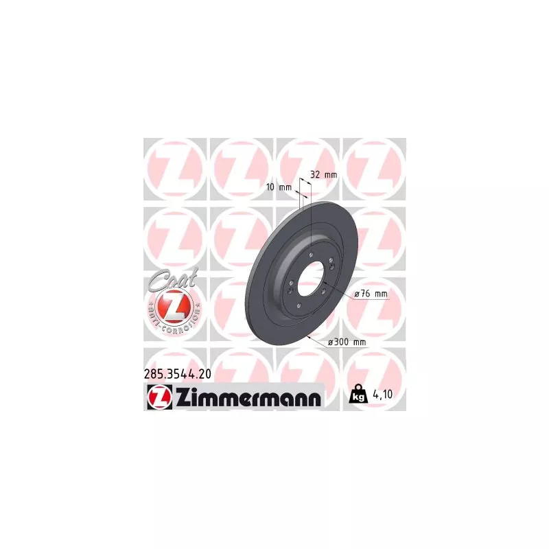 Jeu de 2 disques de frein arrière ZIMMERMANN 285.3544.20