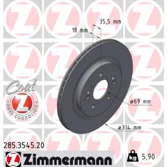 Jeu de 2 disques de frein arrière ZIMMERMANN 285.3545.20