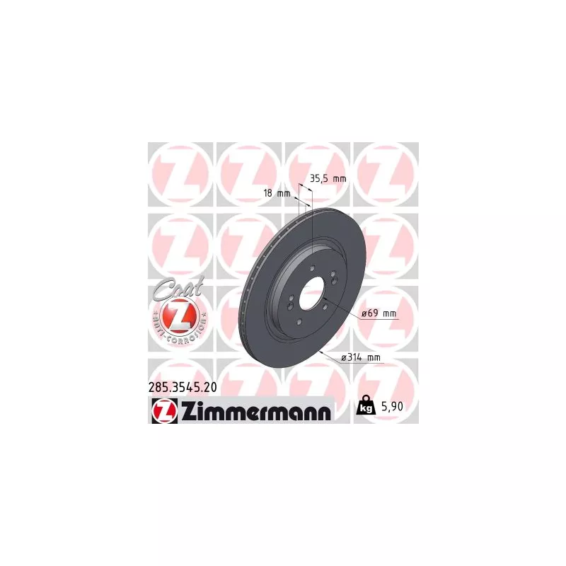 Jeu de 2 disques de frein arrière ZIMMERMANN 285.3545.20