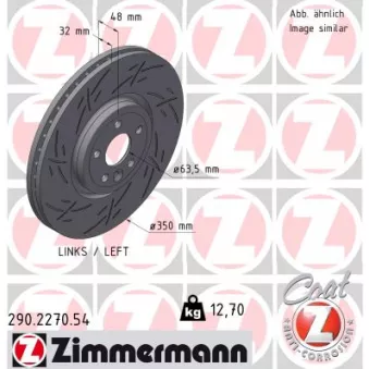 Disque de frein arrière gauche ZIMMERMANN 290.2270.54