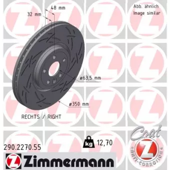 Disque de frein arrière droit ZIMMERMANN 290.2270.55