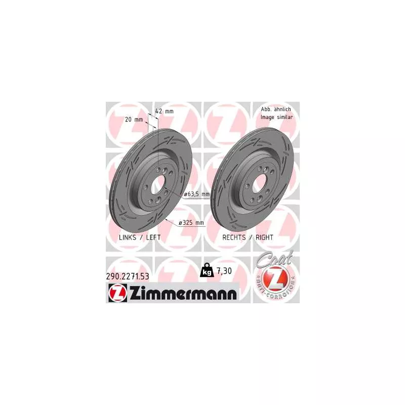 Jeu de 2 disques de frein arrière ZIMMERMANN 290.2271.53