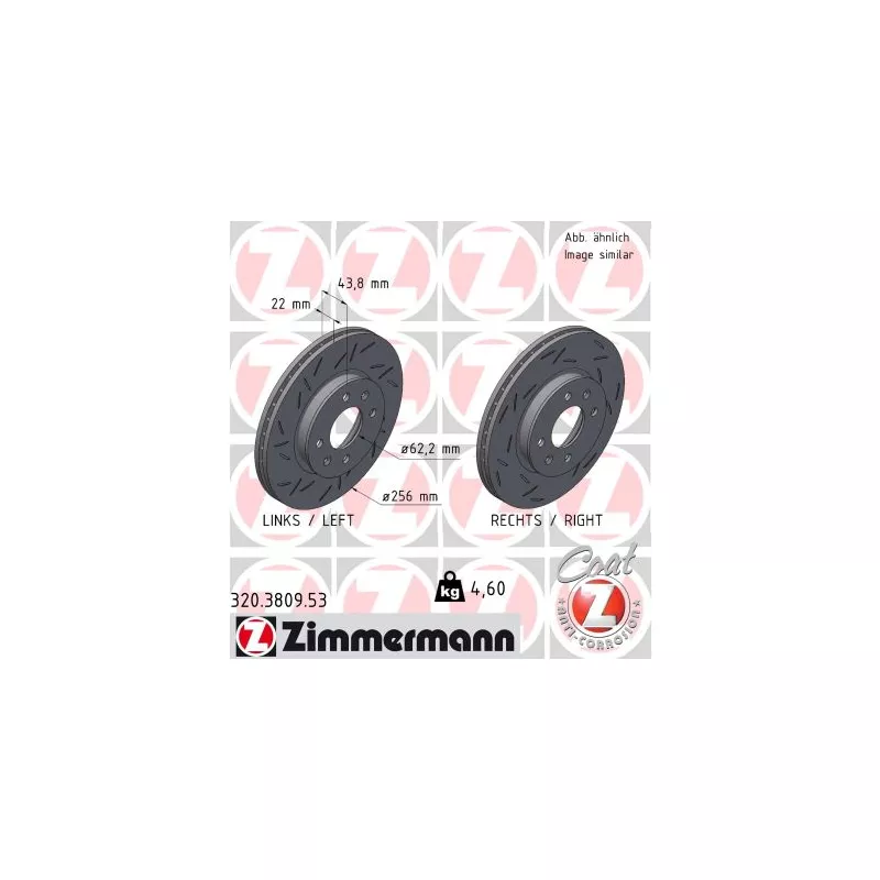 Jeu de 2 disques de frein avant ZIMMERMANN 320.3809.53