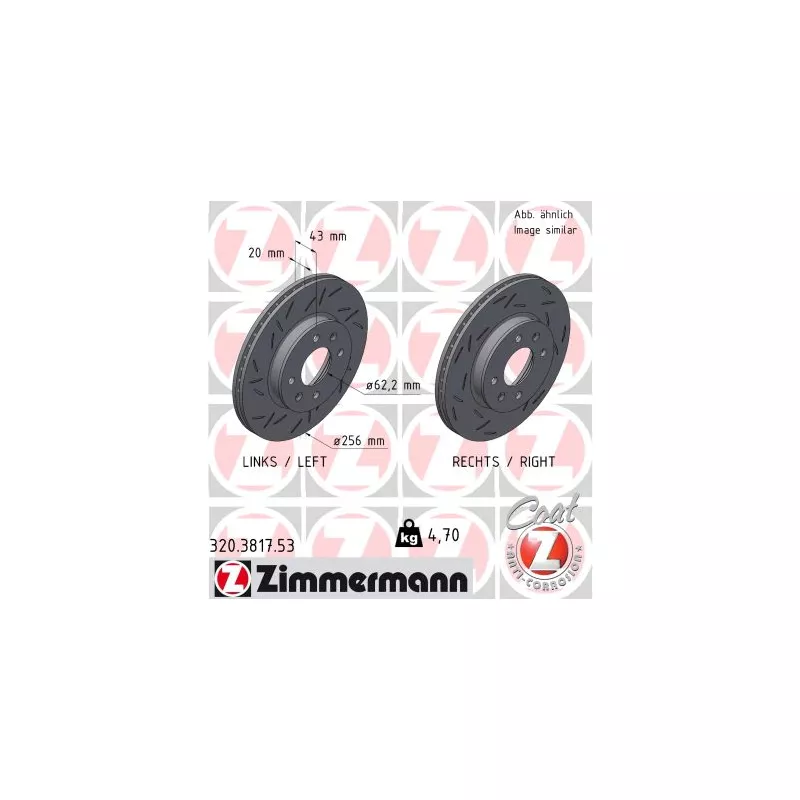 Jeu de 2 disques de frein avant ZIMMERMANN 320.3817.53