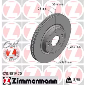 Jeu de 2 disques de frein avant ZIMMERMANN