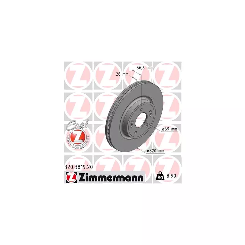 Jeu de 2 disques de frein avant ZIMMERMANN 320.3819.20