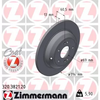 Jeu de 2 disques de frein arrière ZIMMERMANN 320.3821.20