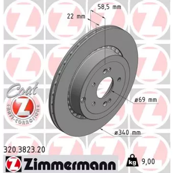 Jeu de 2 disques de frein arrière ZIMMERMANN 320.3823.20