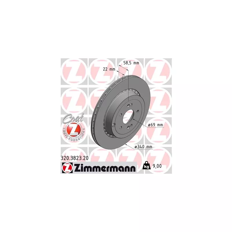 Jeu de 2 disques de frein arrière ZIMMERMANN 320.3823.20