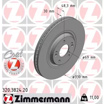 Jeu de 2 disques de frein avant ZIMMERMANN 320.3824.20
