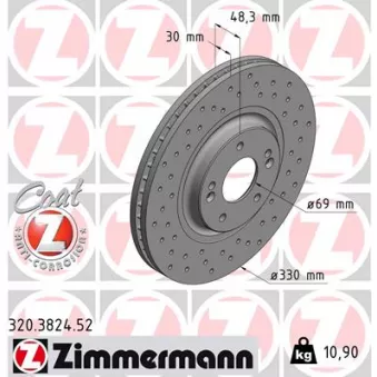 Jeu de 2 disques de frein avant ZIMMERMANN 320.3824.52
