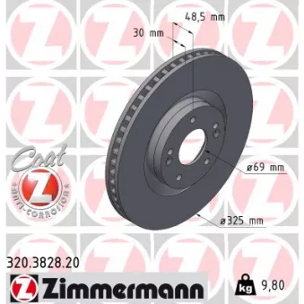 Jeu de 2 disques de frein avant ZIMMERMANN 320.3828.20