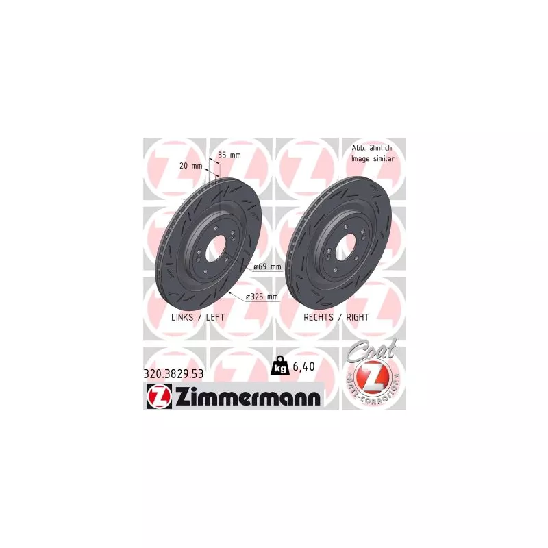 Jeu de 2 disques de frein arrière ZIMMERMANN 320.3829.53