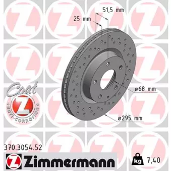 Jeu de 2 disques de frein avant ZIMMERMANN 370.3054.52
