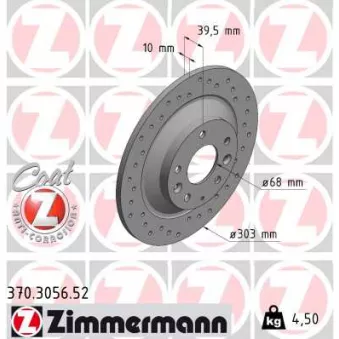 Jeu de 2 disques de frein arrière ZIMMERMANN 370.3056.52