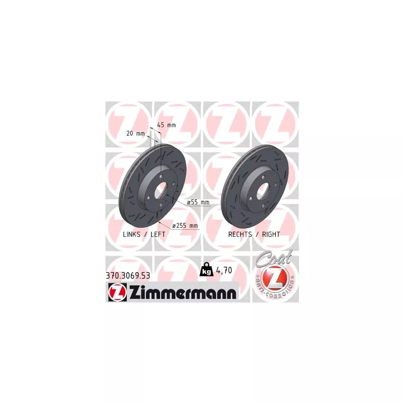 Jeu de 2 disques de frein avant ZIMMERMANN 370.3069.53