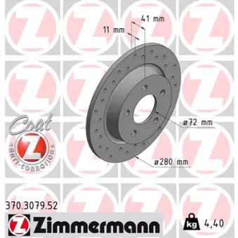 Jeu de 2 disques de frein arrière ZIMMERMANN 370.3079.52