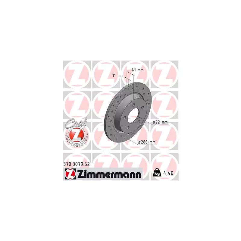 Jeu de 2 disques de frein arrière ZIMMERMANN 370.3079.52